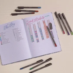 TOPS Medium 1 mm PENTONIC Stick Ballpoint Pen - Assorted Ink Colors/Charcoal Gray Barrel (25/Pack)