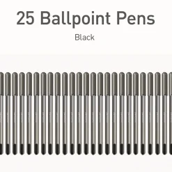 TOPS PENTONIC Medium 1 millimeter Stick Ballpoint Pen - Black Ink/Charcoal Gray Barrel (25/Pack)