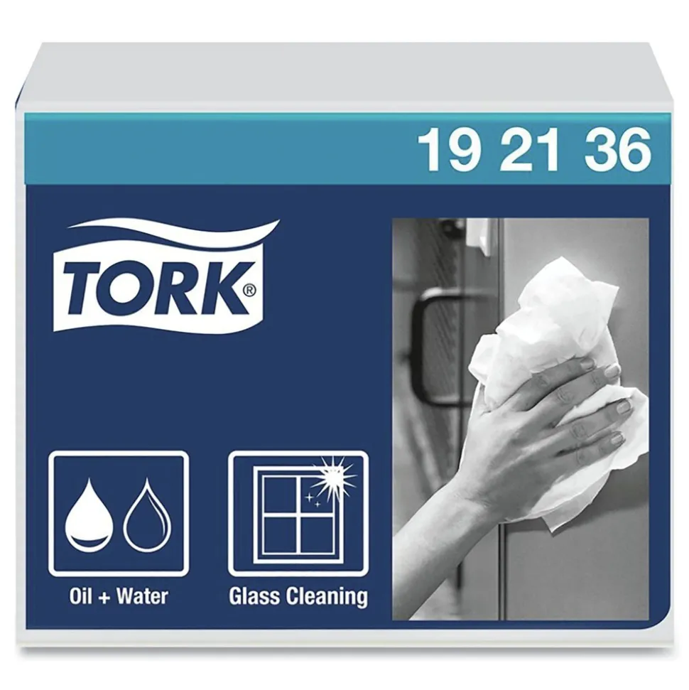 Tork 192136 1/4 Fold 1-Ply 12.5 in. x 13 in. Heavy-Duty Paper Wiper - White (16/Carton)