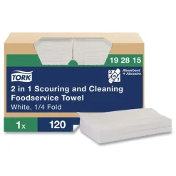 Tork 192815 13 in. x 21 in. 1-Ply 2 in 1 Wiper - White (120/Carton)