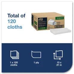 Tork 192815 13 in. x 21 in. 1-Ply 2 in 1 Wiper - White (120/Carton)