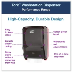 Tork 651228 12.56 in. x 10.57 in. x 18.09 in. Washstation Dispenser Red/Smoke (1/Carton)