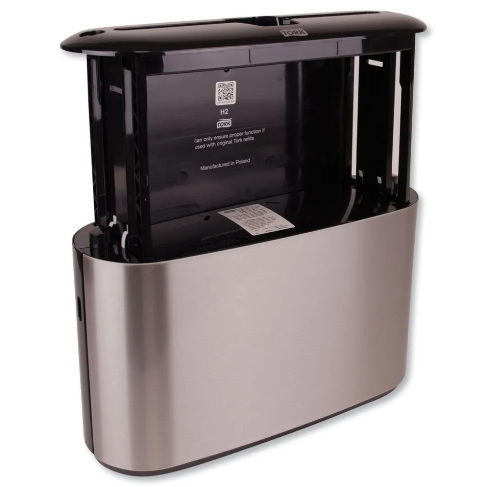 Tork 302030 12.68 in. x 4.56 in. x 7.92 in. Xpress Countertop Towel Dispenser - Stainless Steel/Black