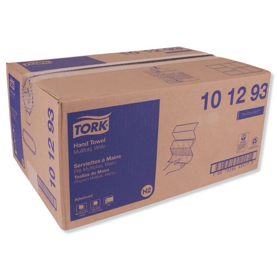Tork 101293 9.13 x 9.5 2-Ply Multifold Paper Towels - White (189/Pack, 16 Packs/Carton)