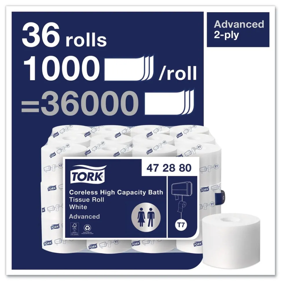 Tork 472880 Advanced 2-Ply Coreless High Capacity Bath Tissue - White (36/Carton)
