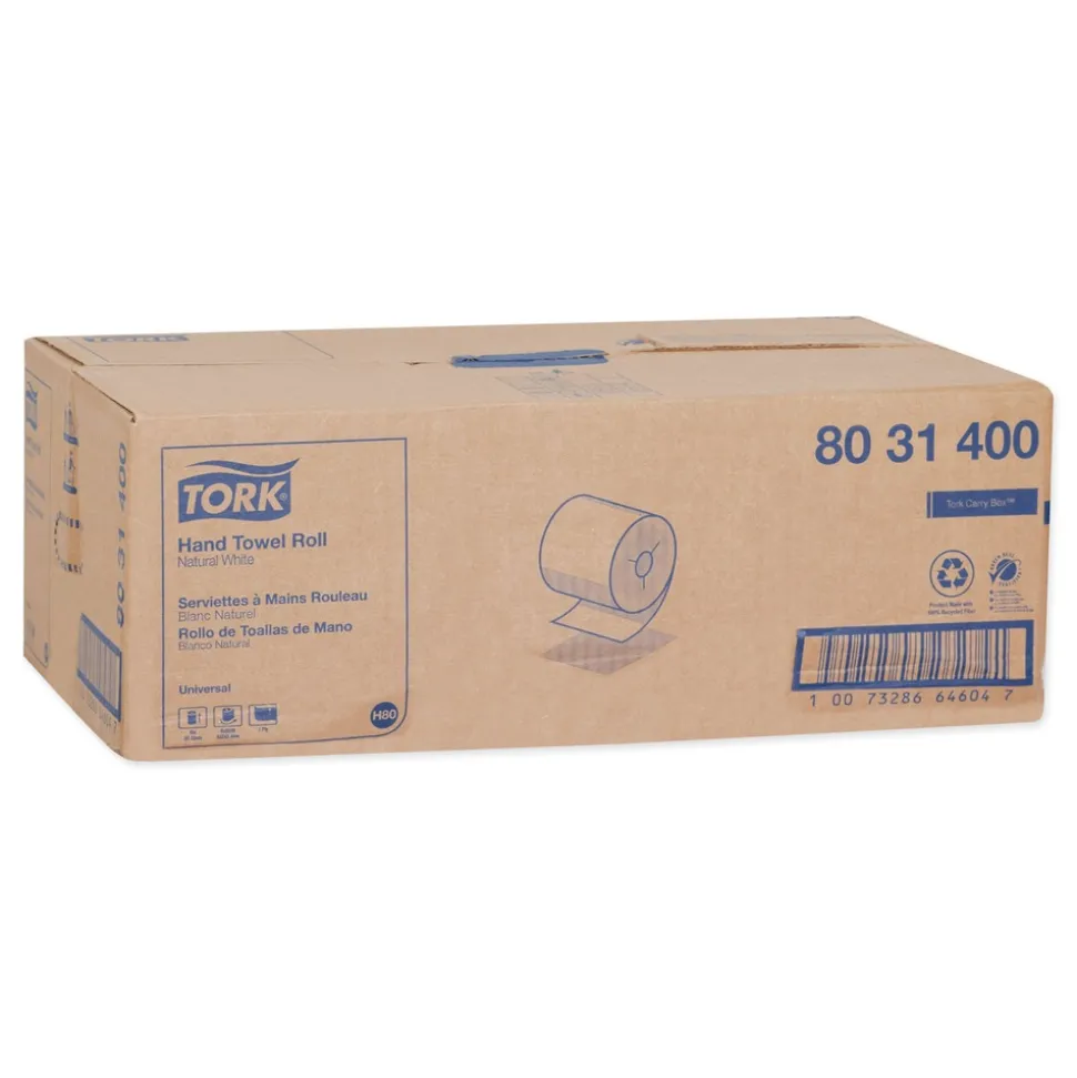 Tork 8 in. x 800 ft. Universal Notched Hand Towel Roll - Natural White (6 Rolls/Carton)