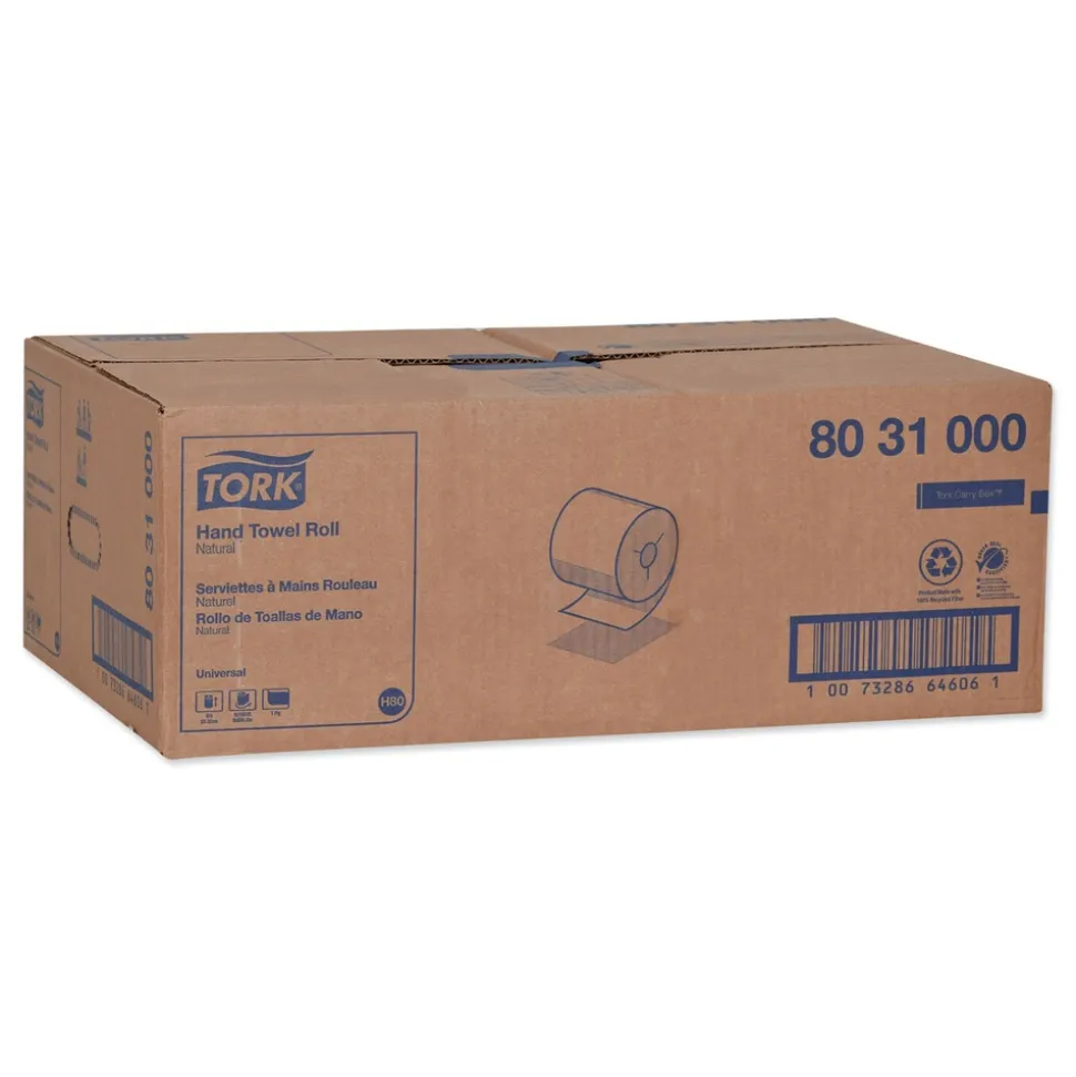 Tork 8 in. x 1000 ft. Universal Notched Hand Towel Roll - Natural (6 Rolls/Carton)