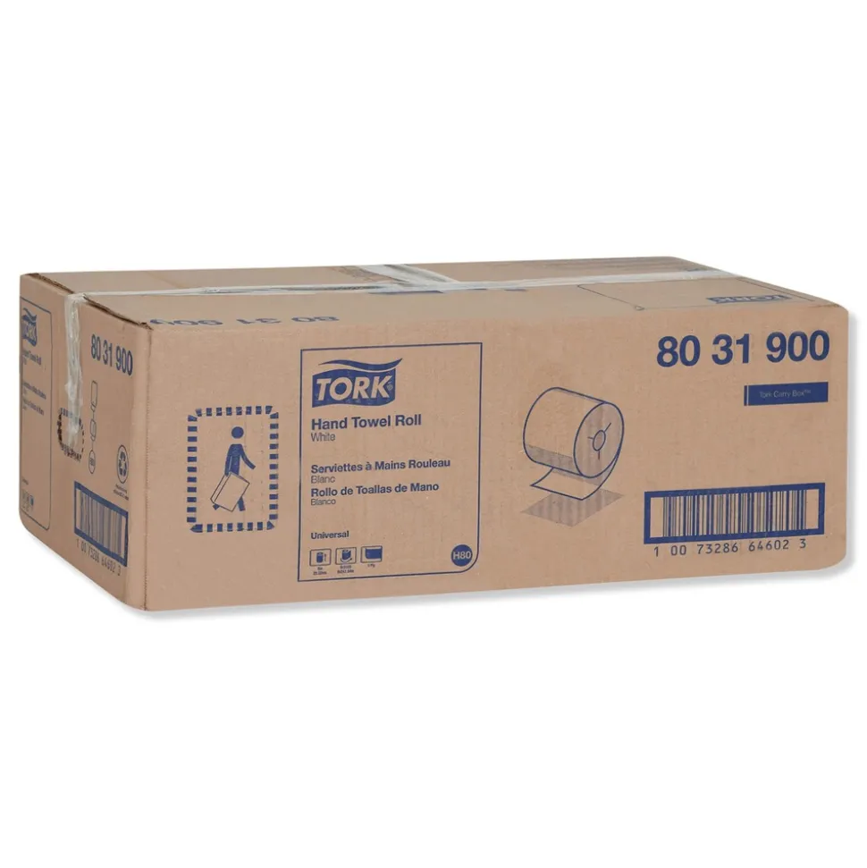 Tork 8 in. x 800 ft. Universal Notched Hand Towel Roll - White (6 Rolls/Carton)