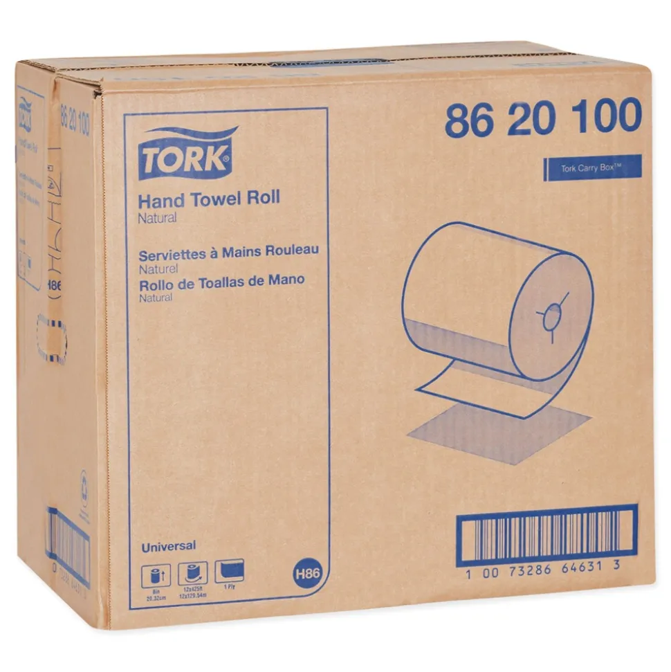 Tork 8 in. x 425 ft. Universal Notched Hand Towel Roll - Natural (12 Rolls/Carton)