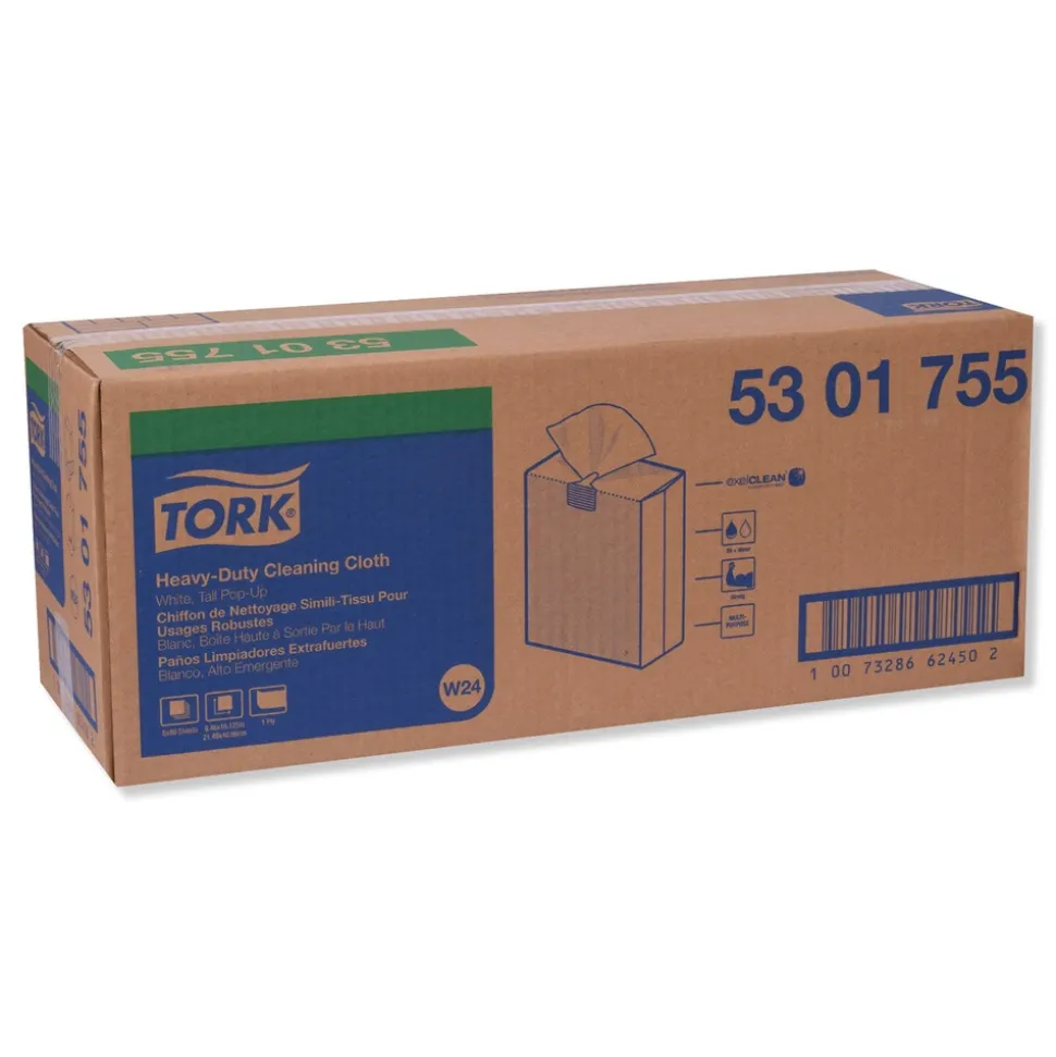 Tork 8.46 in. x 16.13 in. Heavy-Duty Cleaning Cloth - White (5/Carton)