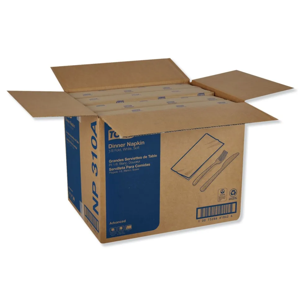 Tork 15 in. x 16.25 in. 2-Ply 1/8-Fold Advanced Dinner Napkins - White (3000/Carton)