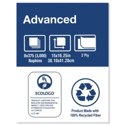 Tork 15 in. x 16.25 in. 2-Ply 1/8-Fold Advanced Dinner Napkins - White (3000/Carton)