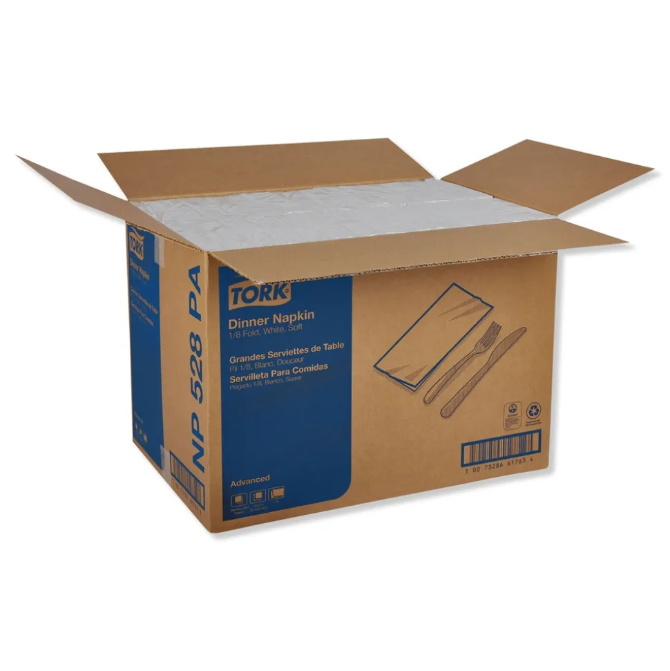 Tork 15 in. x 17 in. 2-Ply 1/8-Fold Advanced Dinner Napkins - White (2800/Carton)