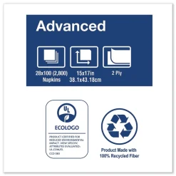 Tork 15 in. x 17 in. 2-Ply 1/8-Fold Advanced Dinner Napkins - White (2800/Carton)