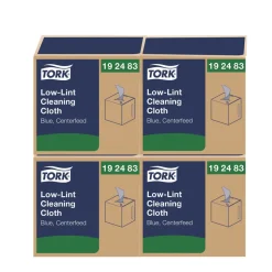 Tork 15 in. x 15 in. 1-Ply Low-Lint Cleaning Cloth - Blue (4 Boxes/Carton)