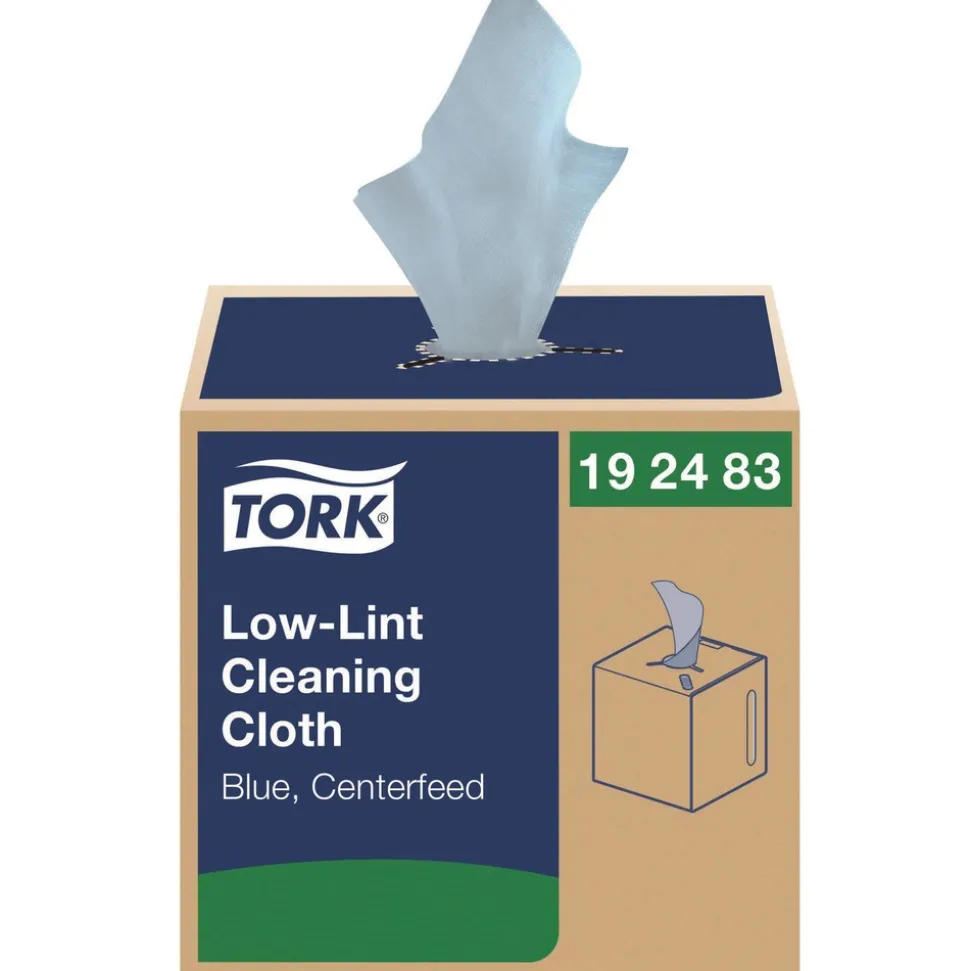 Tork 15 in. x 15 in. 1-Ply Low-Lint Cleaning Cloth - Blue (4 Boxes/Carton)