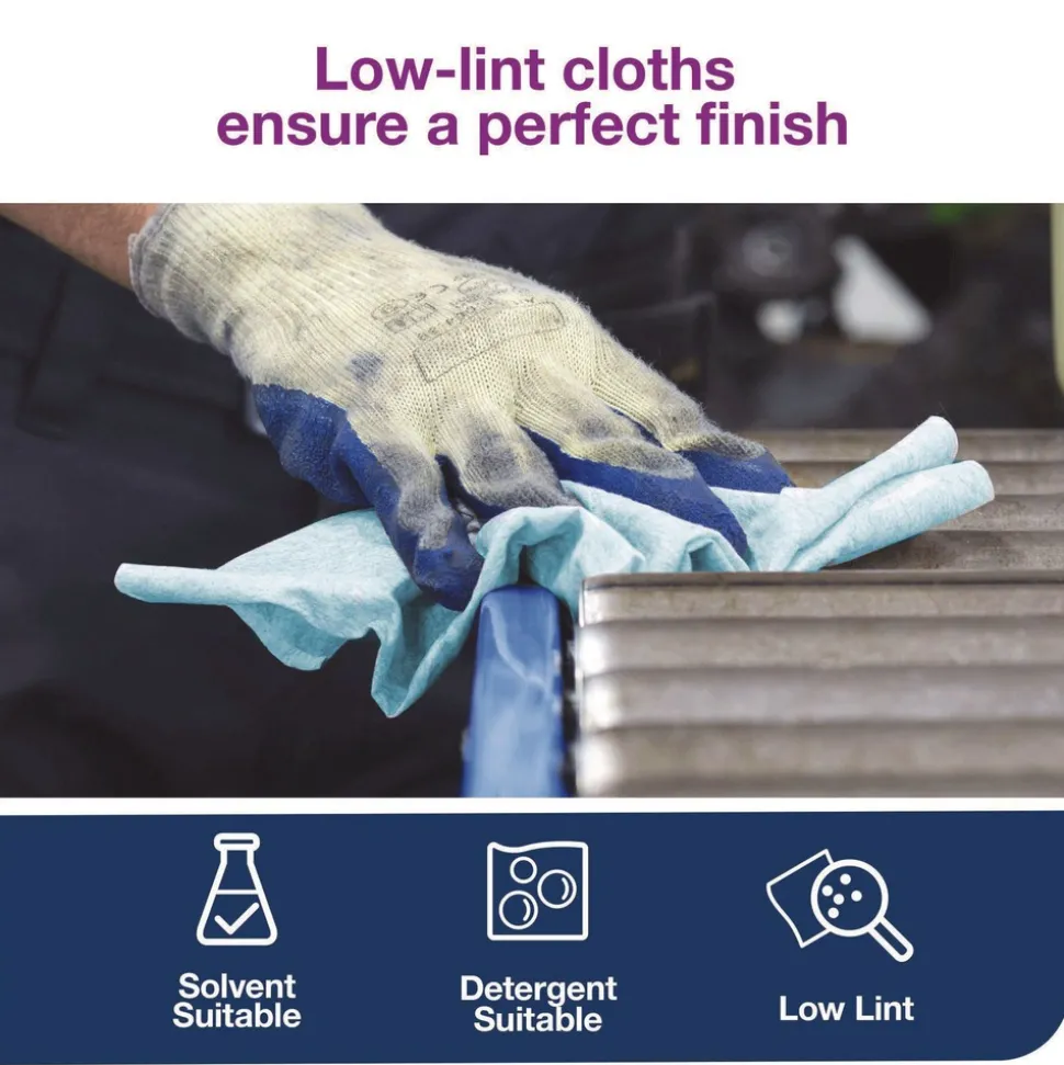 Tork 15 in. x 15 in. 1-Ply Low-Lint Cleaning Cloth - Blue (4 Boxes/Carton)