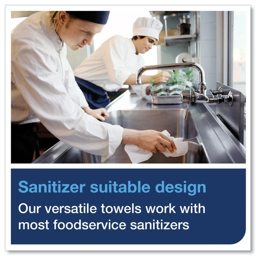 Tork 11.75 in. x 14.75 in. 1-Ply Small Pack Foodservice Cloth - Unscented/White/Red Stripe (4/Carton)