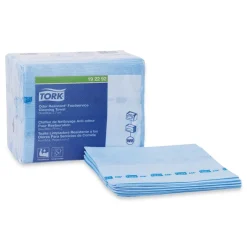Tork 11.75 in. x 14.75 in. 1-Ply Small Pack Foodservice Cloth - Unscented/Blue/Blue Stripe (4/Carton)