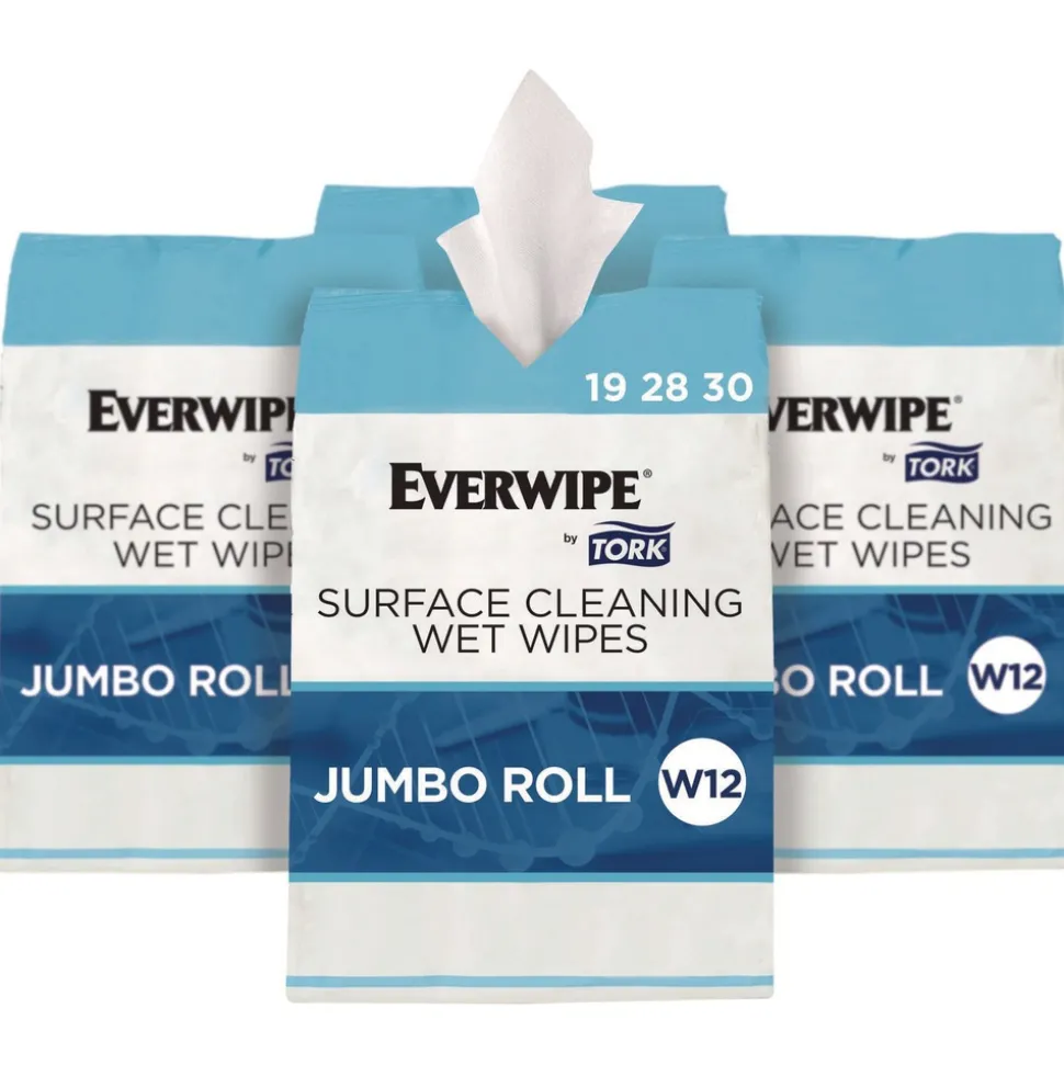Tork 6 in. x 6 in. 1-Ply Surface Cleaning Wet Wipe - Lemon, White (4 Rolls/Carton)