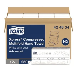 Tork 8.3 in. x 9.25 in. 1-Ply Xpress Compressed Multifold Hand Towels - White (12 Packs/Carton)