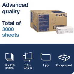 Tork 8.3 in. x 9.25 in. 1-Ply Xpress Compressed Multifold Hand Towels - White (12 Packs/Carton)