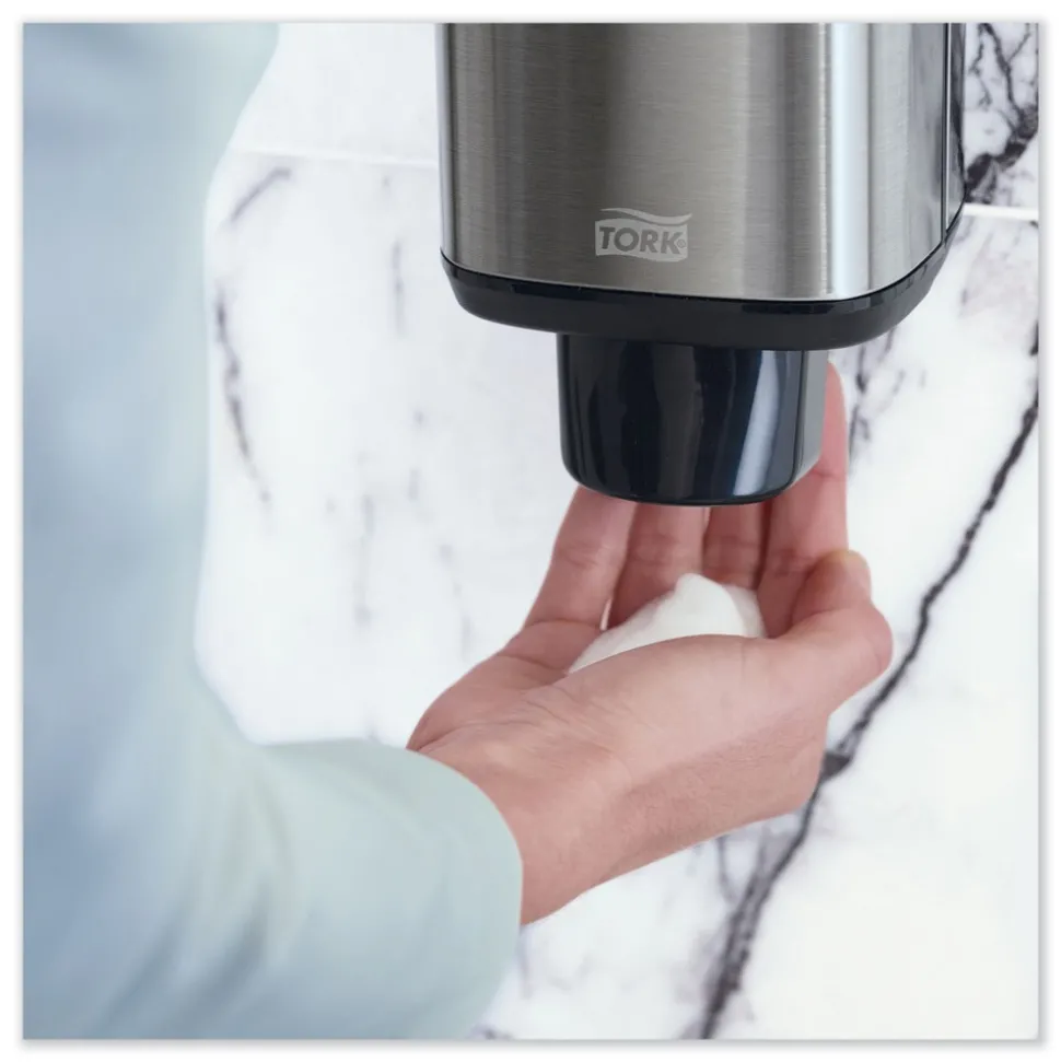 Tork 4.25 in. x 4.25 in. x 11.38 in. 1 Liter Bottle 33 oz. Bottle Foam Skincare Manual Dispenser - Stainless Steel