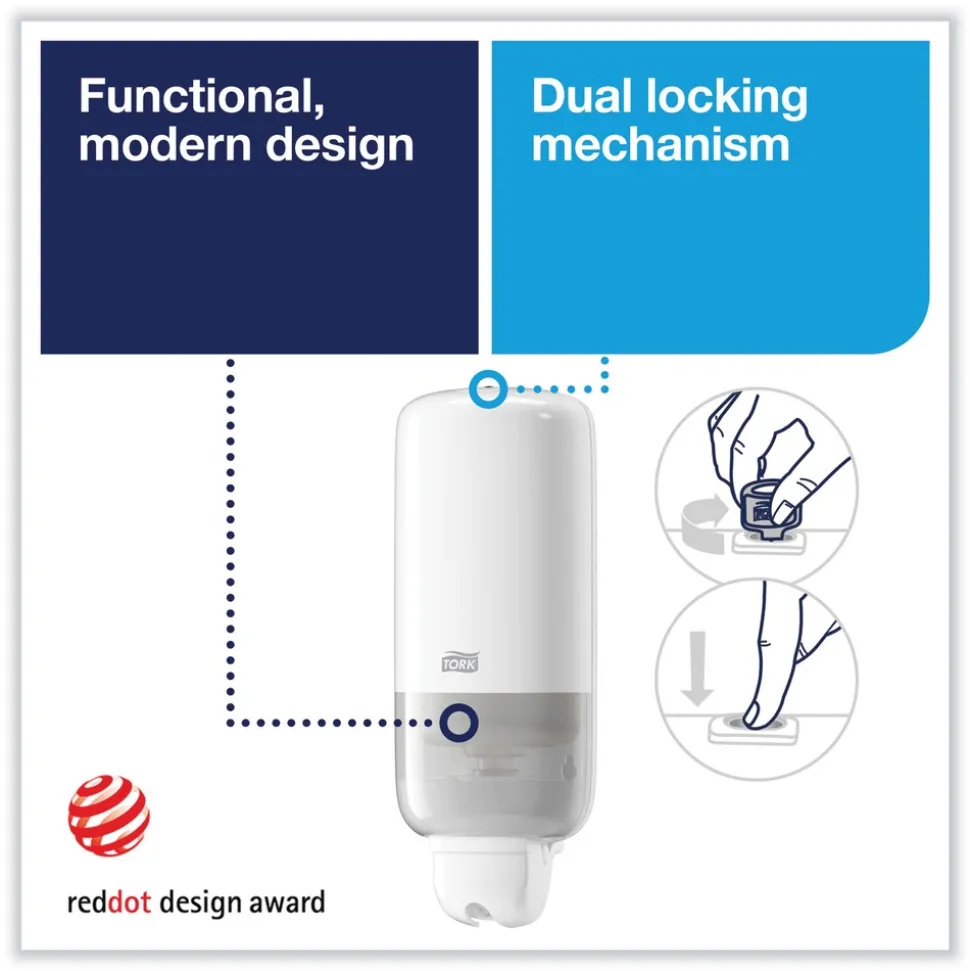 Tork 4.4 in. x 4.5 in. x 11.5 in. Elevation Liquid Skincare Dispenser - White
