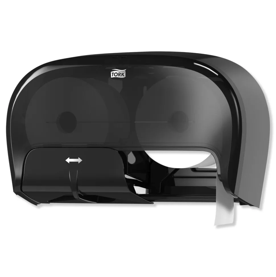 Tork 16.62 in. x 5.25 in. x 9.93 in. High Capacity Bath Tissue Roll Dispenser for OptiCore - Black (1/Carton)