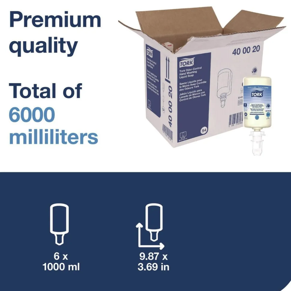 Tork 400020 1L Perfume Free Odor-Control Hand Soap Liquid S4 (6/Carton)