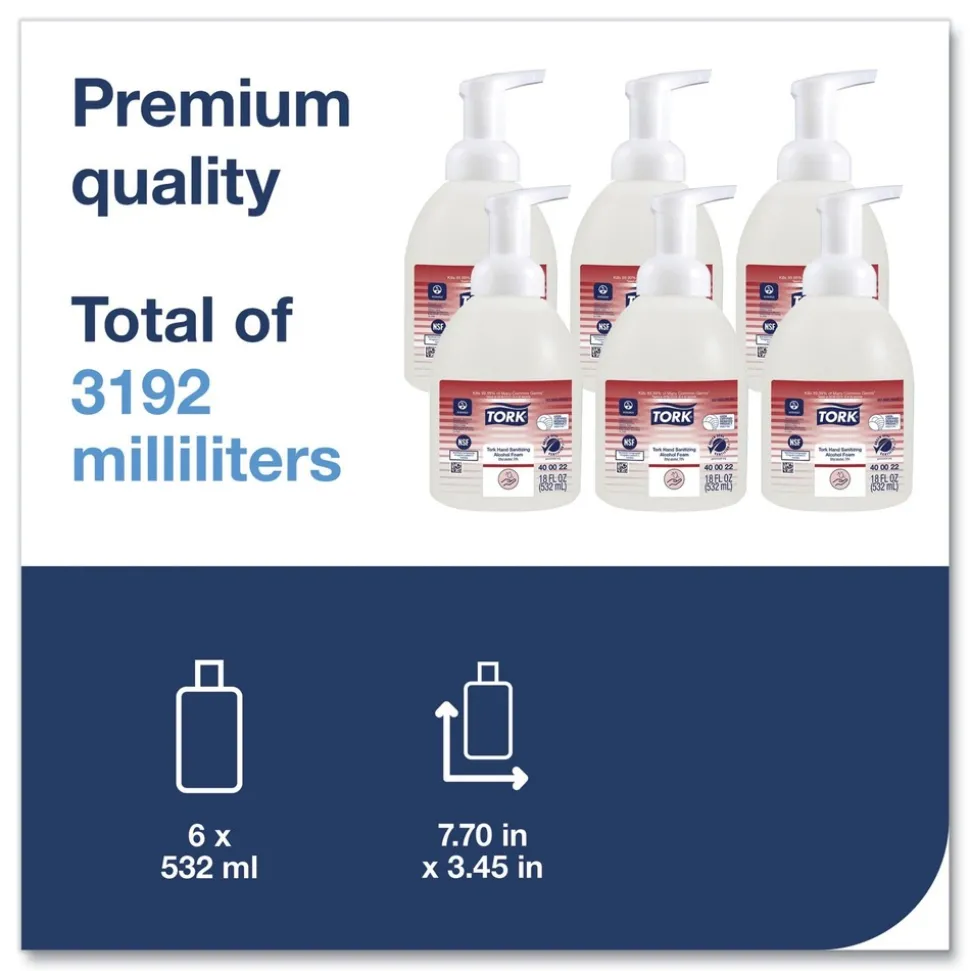 Tork 18 oz. Pump Bottle Unscented Alcohol Foam Hand Sanitizer (6/Carton)