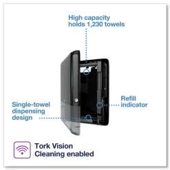 Tork 552538 PeakServe Continuous 14.44 x 3.97 x 19.3 Hand Towel Dispenser - Black