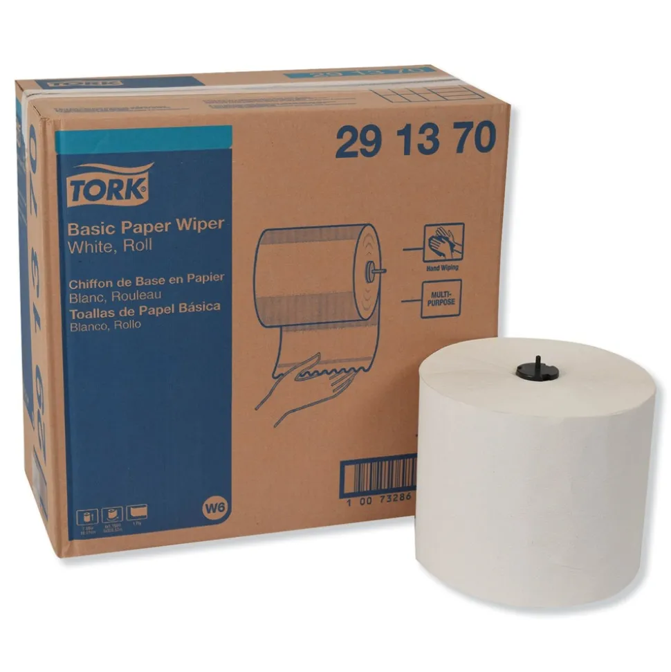 Tork 291370 1-Ply 7.68 in. x 1150 ft. Basic Paper Wiper Roll Towel - White (4/Carton)