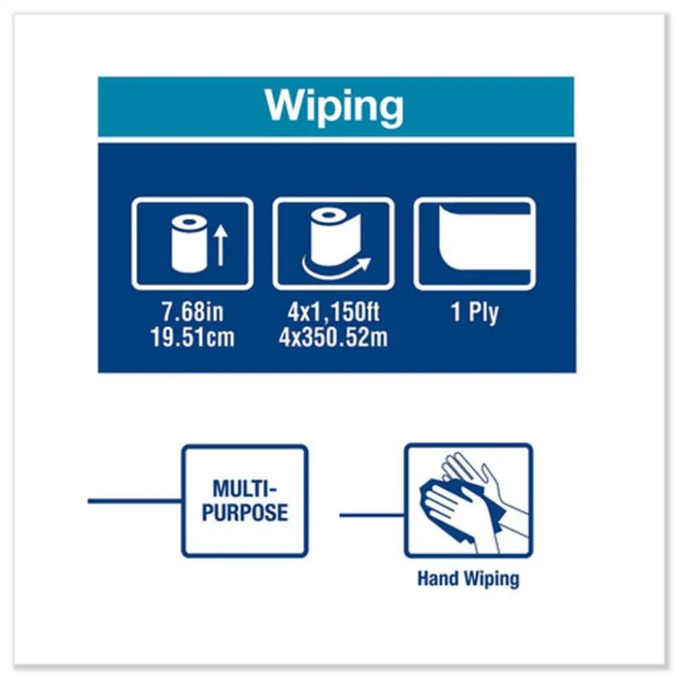 Tork 291370 1-Ply 7.68 in. x 1150 ft. Basic Paper Wiper Roll Towel - White (4/Carton)
