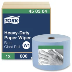 Tork 450304 1-Ply 11.1 in. x 800 ft. Heavy-Duty Paper Wiper - Blue