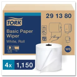 Tork 291380 1-Ply 7.68 in. x 1150 ft. Paper Wiper Roll Towel - White (4/Carton)