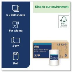 Tork 2 Ply 9 in. x 11.8 in. Advanced Centerfeed Hand Towel - White (6/Carton)