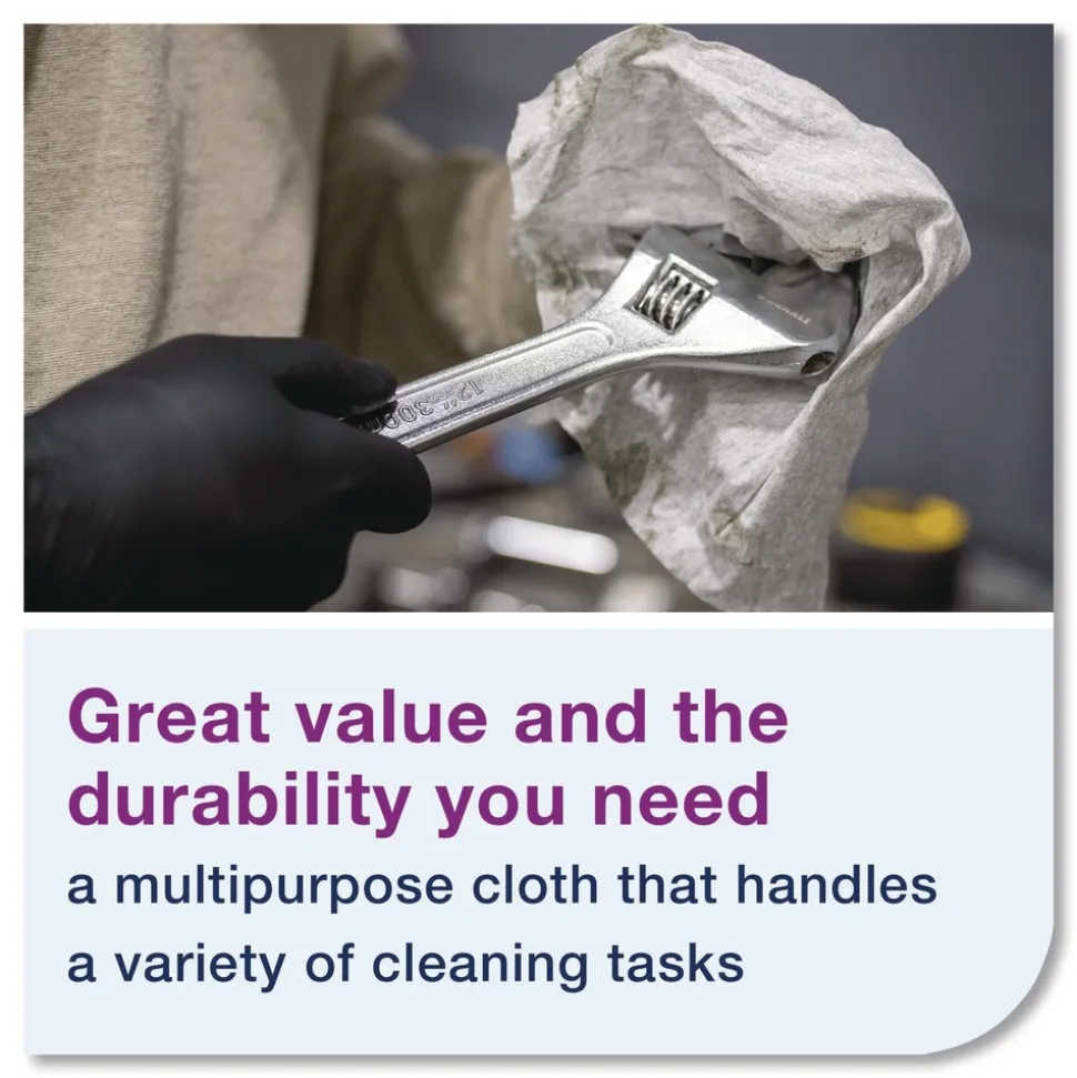 Tork 500105 1-Ply 9 in. x 12.4 in. Light Duty Cleaning Cloth Giant Roll - White (1/Carton)