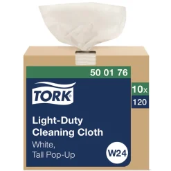Tork 500176 1-Ply 8.3 in. x 16.1 in. Light Duty Cleaning Cloth Pop Up Box - White (10/Carton)