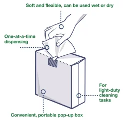 Tork 500176 1-Ply 8.3 in. x 16.1 in. Light Duty Cleaning Cloth Pop Up Box - White (10/Carton)