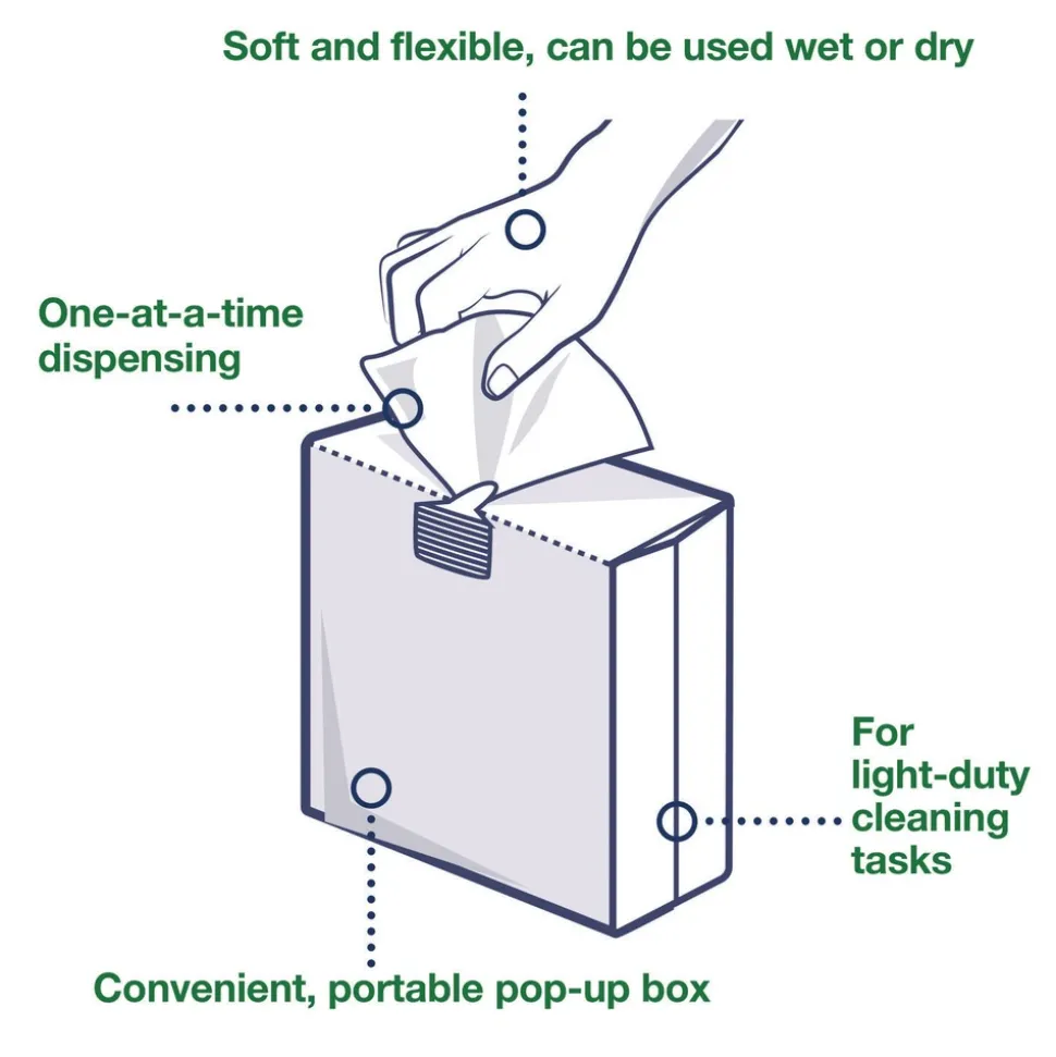 Tork 500176 1-Ply 8.3 in. x 16.1 in. Light Duty Cleaning Cloth Pop Up Box - White (10/Carton)
