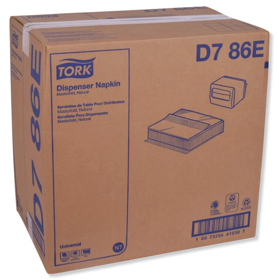 Tork 1 Ply 13 in. x 12 in. Masterfold Dispenser Napkins - Natural (6000/Carton)