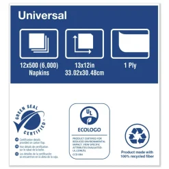 Tork 1 Ply 13 in. x 12 in. Masterfold Dispenser Napkins - Natural (6000/Carton)