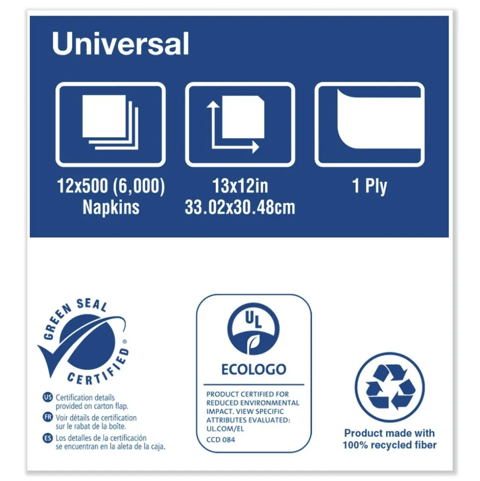 Tork 1 Ply 13 in. x 12 in. Masterfold Dispenser Napkins - Natural (6000/Carton)