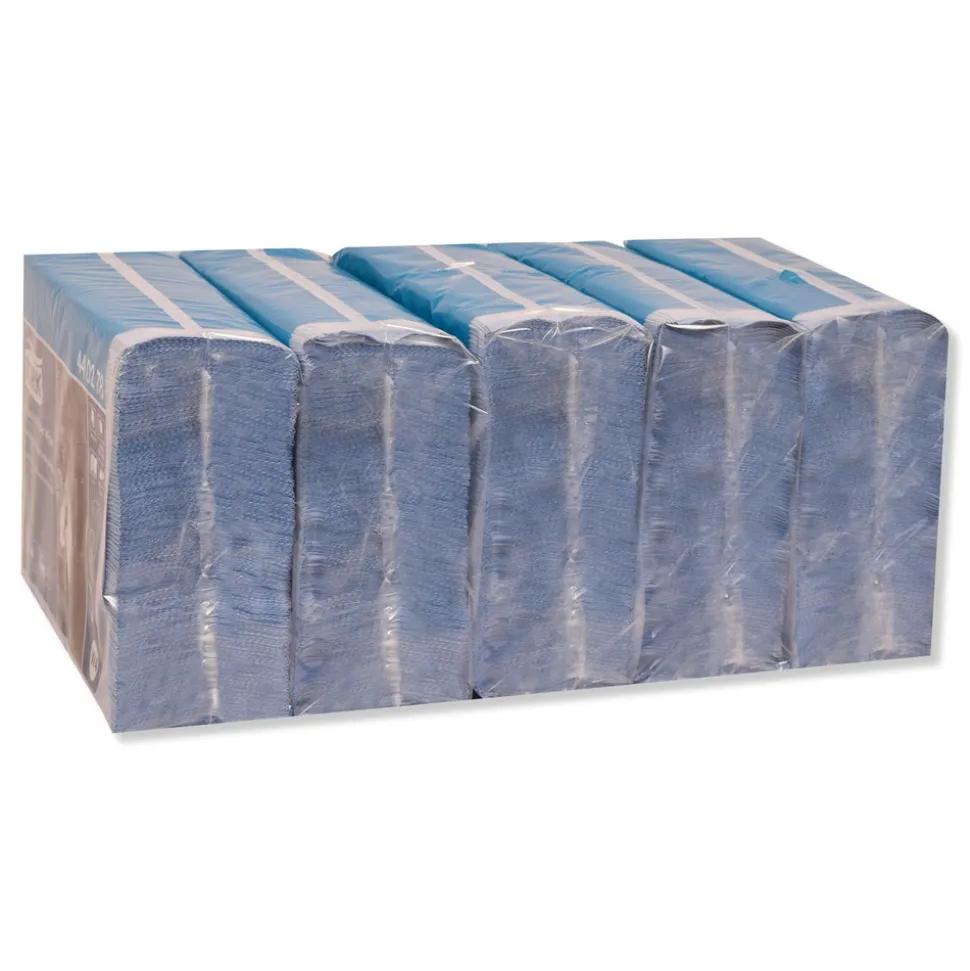 Tork 440278 4-Ply 12.8 in. x 16.4 in. Unscented Industrial Paper Wiper - Blue (450/Carton)