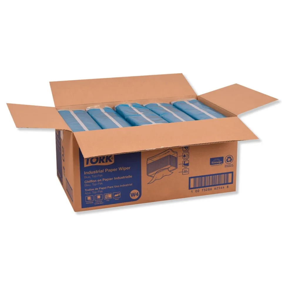 Tork 440278 4-Ply 12.8 in. x 16.4 in. Unscented Industrial Paper Wiper - Blue (450/Carton)