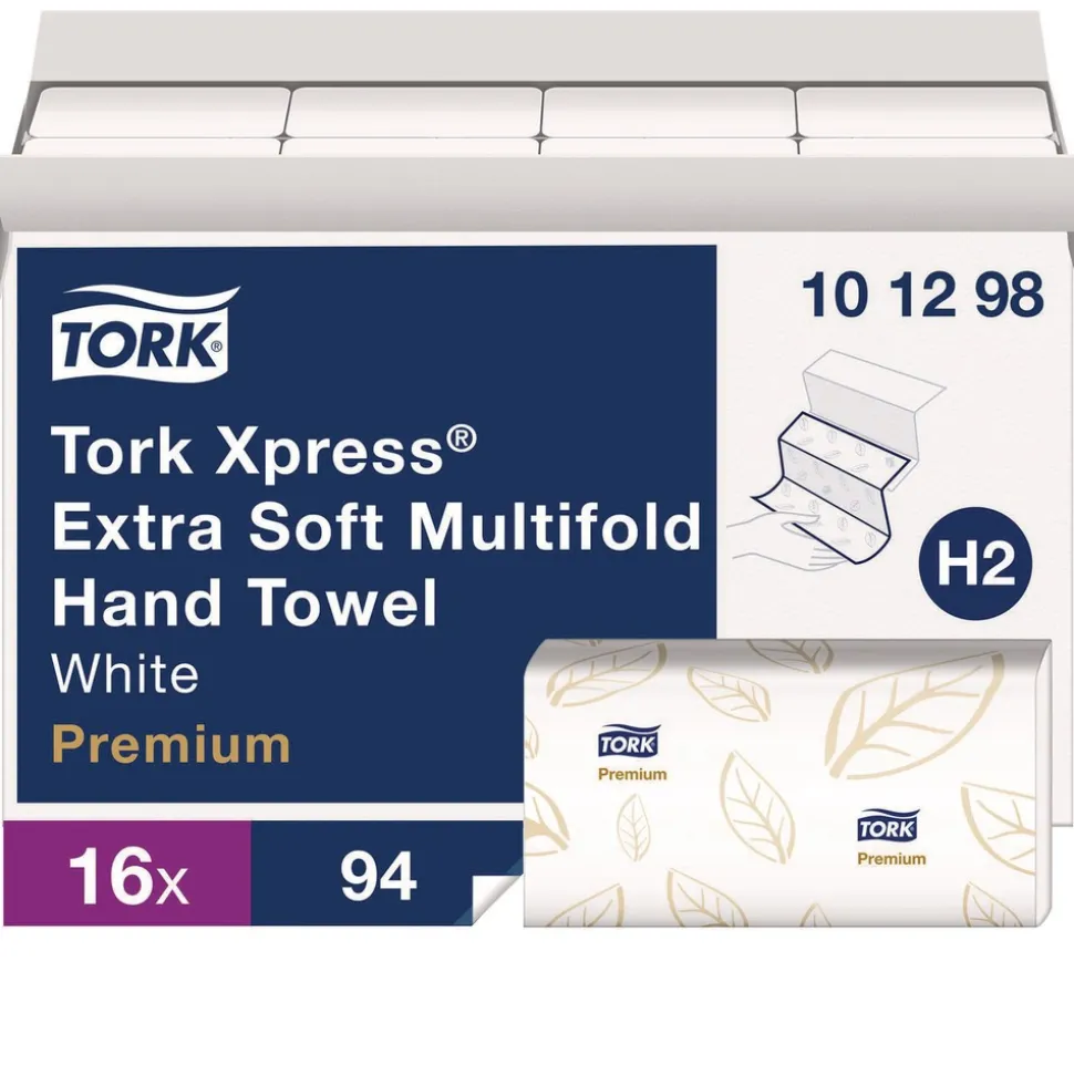 Tork 101298 2-Ply 9.12 x 12.8 Xpress Extra Soft Multifold Towel - White (16/Carton)