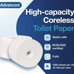 Tork 472881 2-Ply Advanced Coreless High Capacity Bath Tissue - White (12 Rolls/Carton)