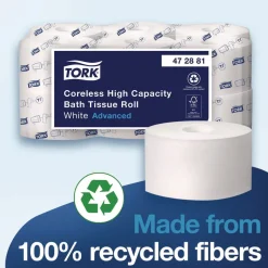 Tork 472881 2-Ply Advanced Coreless High Capacity Bath Tissue - White (12 Rolls/Carton)