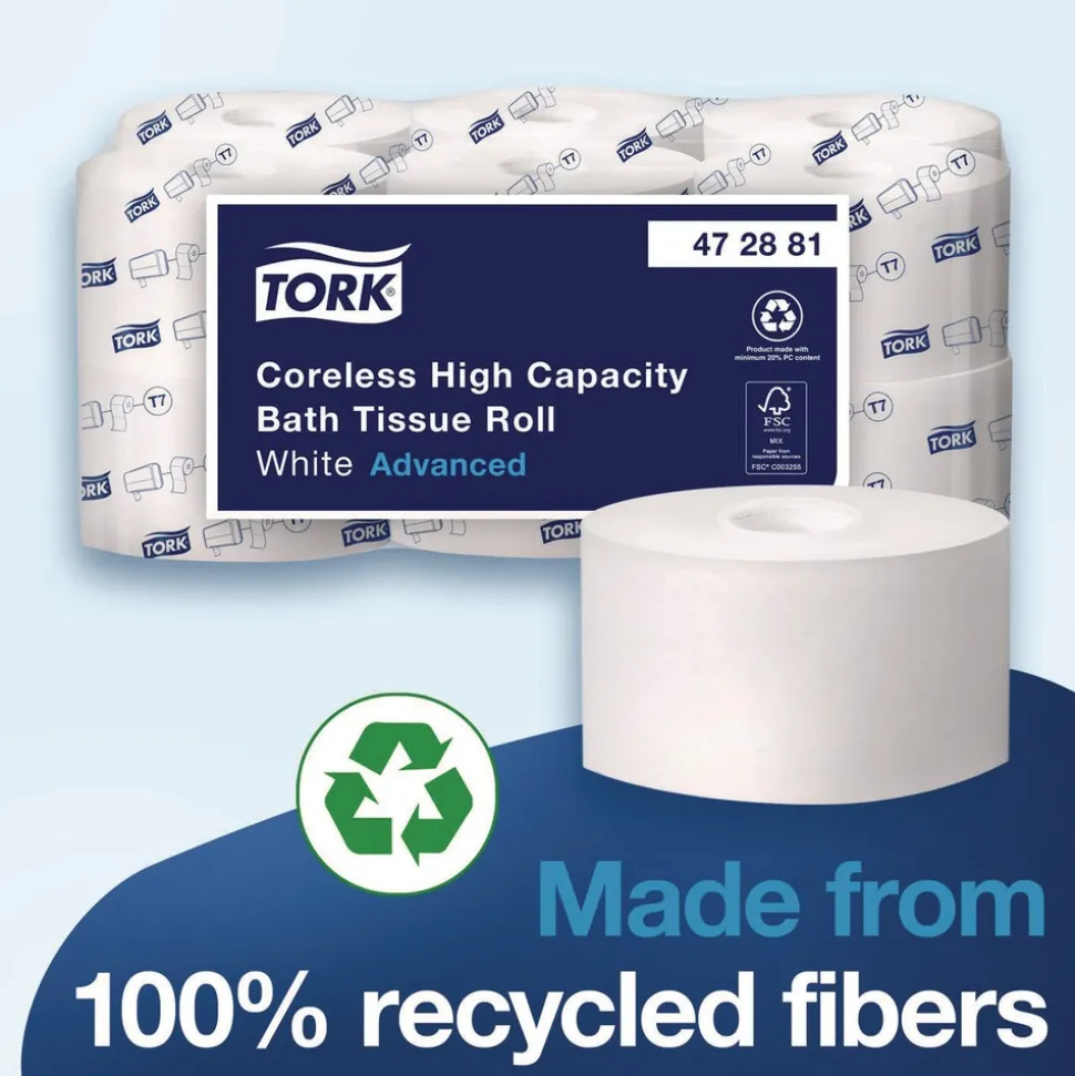 Tork 472881 2-Ply Advanced Coreless High Capacity Bath Tissue - White (12 Rolls/Carton)